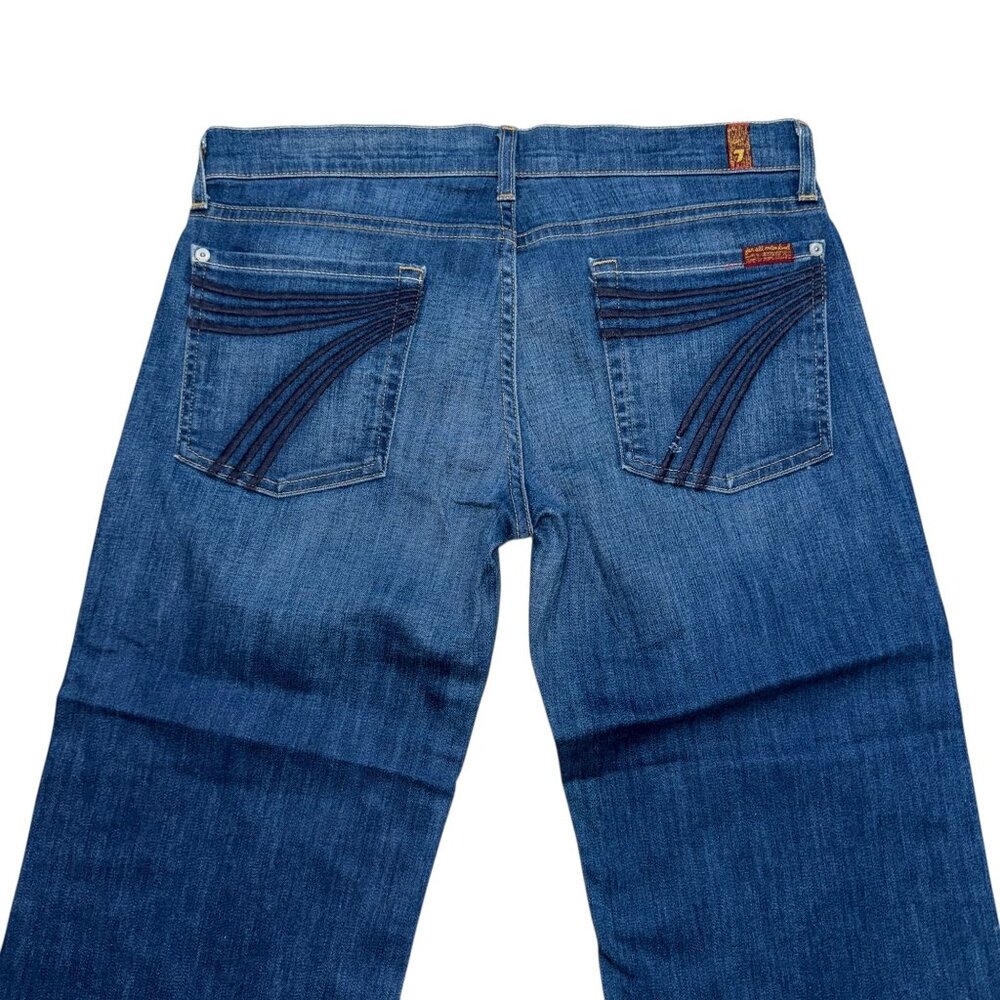 7 For All Mankind 7FAM Crop Dojo Womens Jeans 32 21 Medium Wash Embroidered - Picture 6 of 8